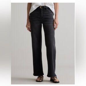 Quince Bella Stretch Relaxed Straight Jeans Charcoal Black Sz 26 w/28 inseam